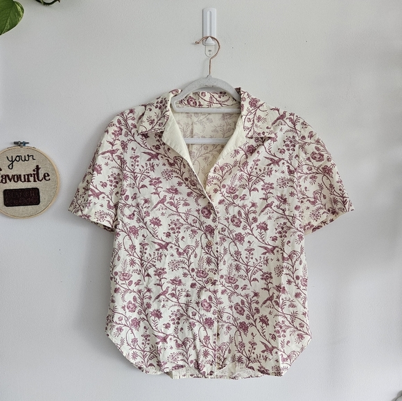 Romantic Floral Cotton Button Down - Picture 1 of 6
